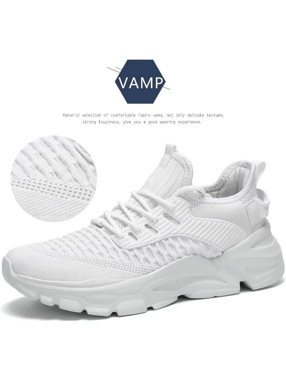 Men's White Lightweight Non Slip Resistant Athletic Sports Walking Gym Sneaker
